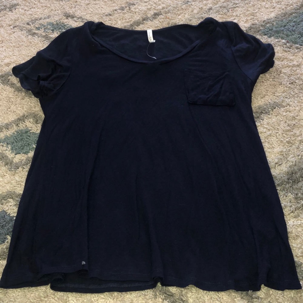 A navy blue blouse